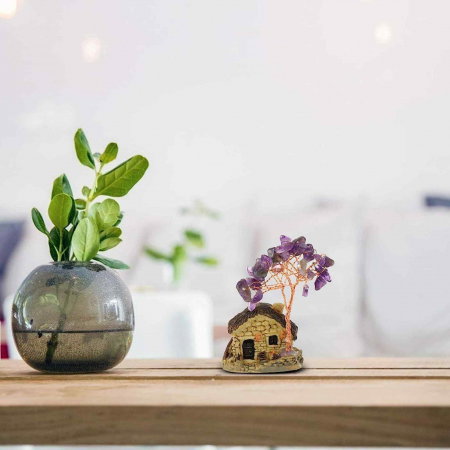 Figurina casuta cu ramuri din cristale naturale Ametist - Decoratiune interior sau exterior, pentru casa, birou, acvariu [4]