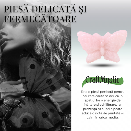 Figurina Fluture din Cuart Roz Natural, 5 cm - Incurajeaza Iubirea de Sine si Armonia Emotionala [4]