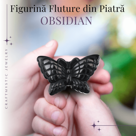 Figurina Fluture din Obsidian Natural, 5 cm - Protecție Energetica si Transformare Spirituala [1]