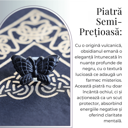 Figurina Fluture din Obsidian Natural, 5 cm - Protecție Energetica si Transformare Spirituala [7]