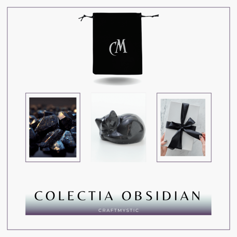 Figurina Pisicuta Adormita 4 cm din Obsidian Natural - Protectie si Liniste [6]