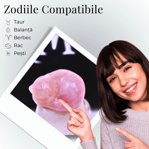 Figurina Pisicuta Adormita 4 cm din Cuart Roz - Iubire si Liniste [4]