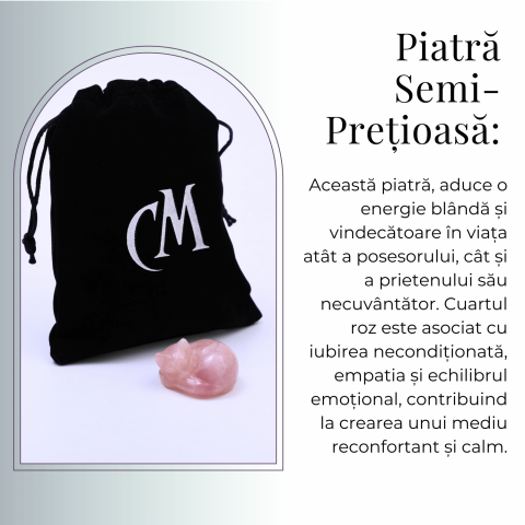 Figurina Pisicuta Adormita 4 cm din Cuart Roz - Iubire si Liniste [5]