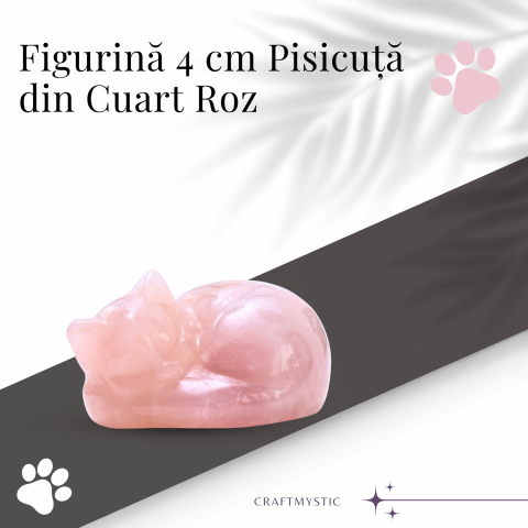 Figurina Pisicuta Adormita 4 cm din Cuart Roz - Iubire si Liniste [6]