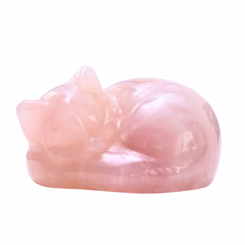 Figurina Pisicuta Adormita 4 cm din Cuart Roz - Iubire si Liniste [9]