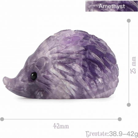 Figurina arici 4cm de cristal semipretios Ametist -Sculptata manual pentru Reiki, decoratiuni interioare [1]