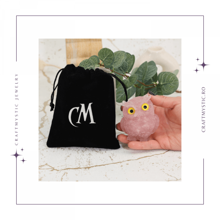 Figurina Bufnita din Cuart Roz – Simbol al Iubirii si Armoniei [1]