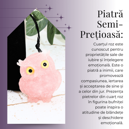 Figurina Bufnita din Cuart Roz – Simbol al Iubirii si Armoniei [7]