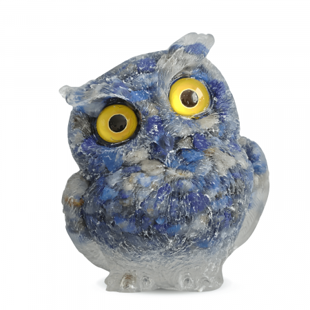 Cristale Decorative - Figurina Bufnita din Lapis Lazuli – Talisman de Intelepciune si Protectie