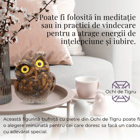 Figurina Bufnita din Ochi de Tigru – Protectie si Claritate Mentala [3]