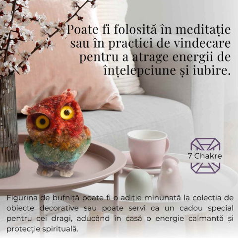 Figurina Bufnita 7 Chakre din Pietre Naturale, Armonie si Echilibru [2]