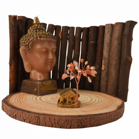 Figurina casuta cu ramuri din cristale naturale Agat Rosu - Decoratiune interior sau exterior, pentru casa, birou, acvariu [4]