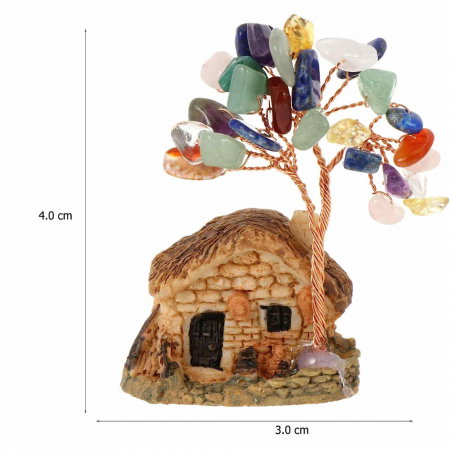 Figurina casuta cu ramuri din cristale naturale 7 chakra - Decoratiune interior sau exterior, pentru casa, birou, acvariu [1]
