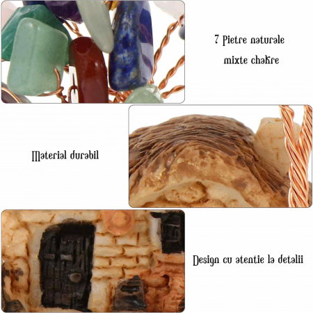 Figurina casuta cu ramuri din cristale naturale 7 chakra - Decoratiune interior sau exterior, pentru casa, birou, acvariu [2]
