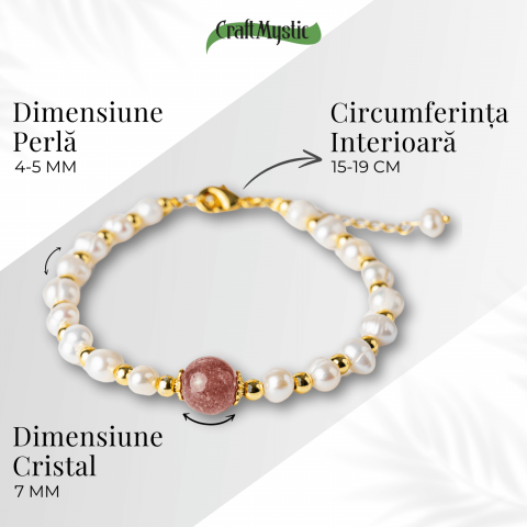 Bijuterie a Inimii Deschise – Bratara cu Cristal Capsuna si Perle [3]