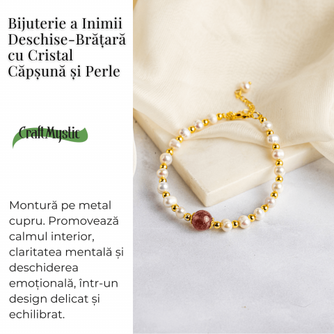 Bijuterie a Inimii Deschise – Bratara cu Cristal Capsuna si Perle [2]