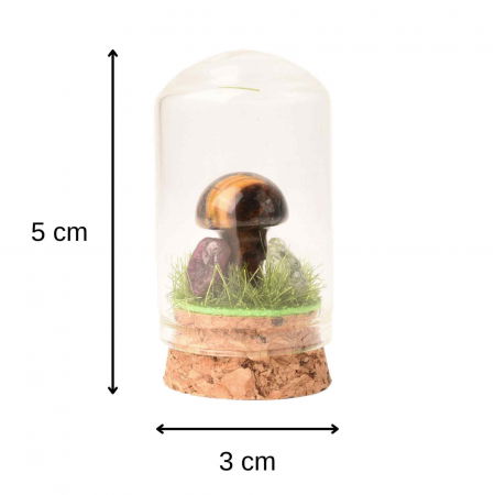 Figurina din piatra naturala semipretioasa in forma de ciuperca in mini terrarium 5 cm din sticla [1]