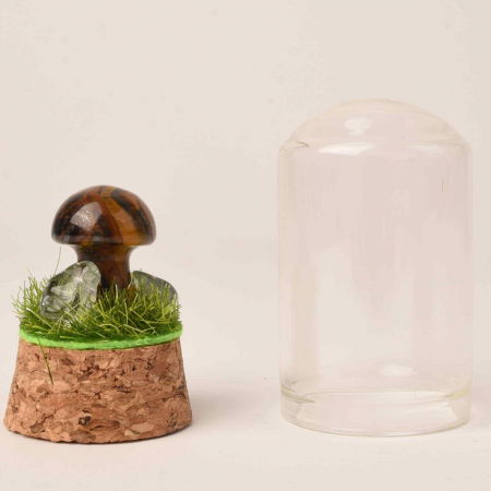 Figurina din piatra naturala semipretioasa in forma de ciuperca in mini terrarium 5 cm din sticla [3]