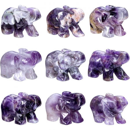 Figurina elefant din piatra semi-pretioasa sculptata manual - Statuie din cristale vindecatoare Reiki de buzunar pentru meditatie, pace [4]