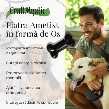 Figurina in Forma de Os din Cristale Naturale - Ametist, Ochi de Tigru, Obsidian si Cuart Roz, 30mm [31]