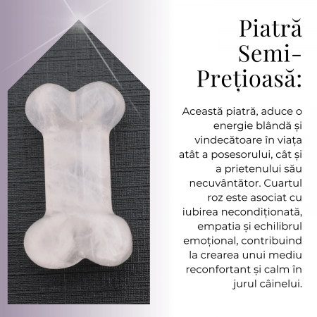 Figurina in Forma de Os din Cristale Naturale - Ametist, Ochi de Tigru, Obsidian si Cuart Roz, 30mm [22]