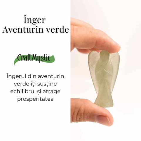 Figurina Inger din Aventurin Verde pentru Echilibru si Calm Interior, 50-55mm [3]