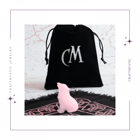 Figurina Lup din Cuart Roz Natural, 5 cm - Favorizeaza Echilibrul Emoțional si Armonia [5]