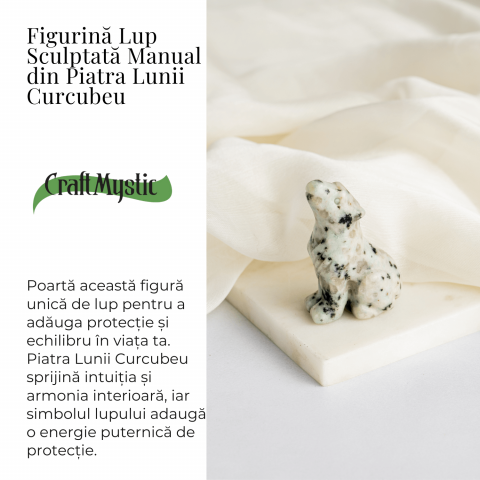 Figurina Lup din Piatra Lunii Curcubeu - Energie si Protecte Spirituala [2]