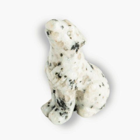 Cristale și Pietre Semiprețioase - Figurina Lup din Piatra Lunii Curcubeu - Energie si Protecte Spirituala