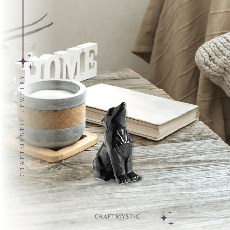 Figurina Lup din Obsidian Natural, 5 cm - Protector Energetic si Sprijin în Transformare [3]