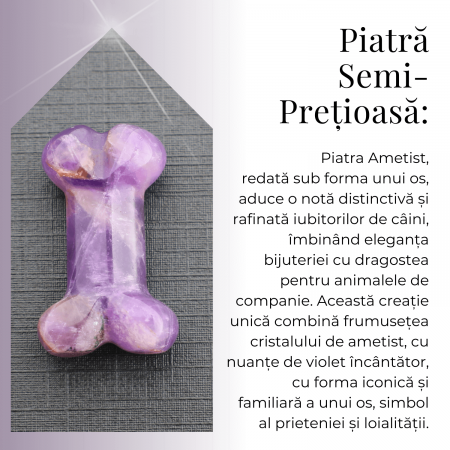 Figurina in Forma de Os din Cristale Naturale - Ametist, Ochi de Tigru, Obsidian si Cuart Roz, 30mm [7]