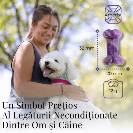 Figurina in Forma de Os din Cristale Naturale - Ametist, Ochi de Tigru, Obsidian si Cuart Roz, 30mm [1]