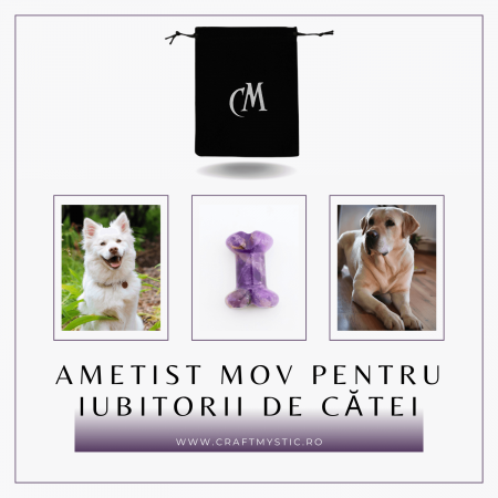 Figurina in Forma de Os din Cristale Naturale - Ametist, Ochi de Tigru, Obsidian si Cuart Roz, 30mm [6]