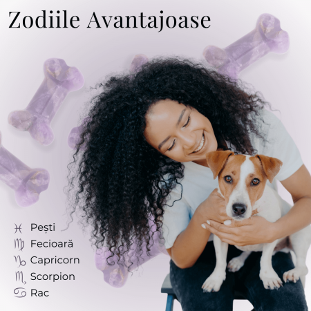 Figurina in Forma de Os din Cristale Naturale - Ametist, Ochi de Tigru, Obsidian si Cuart Roz, 30mm [3]