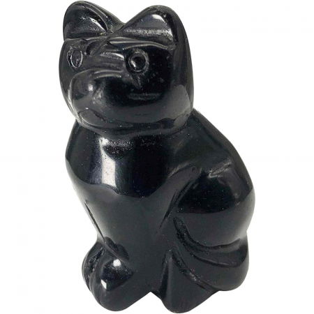 Figurina 5 cm inger din cristal vindecator Obsidian - Sculptura manuala din piatra naturala lustruita - Decor pentru camera birou cu energie reiki pentru femei barbati - Copie