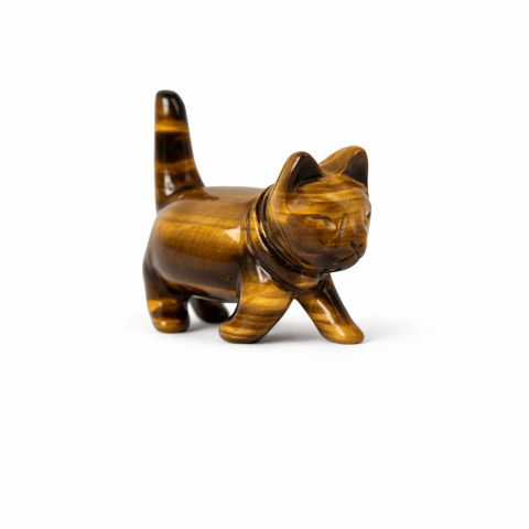 Tip Cristal - Figurina Pisica din Ochi de Tigru – Curaj, Protectie si Claritate Interioara