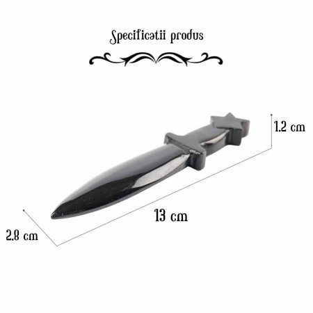 Figurina Pumnal din Obsidian Natural - Decor Elegant, Vindecare Reiki [1]
