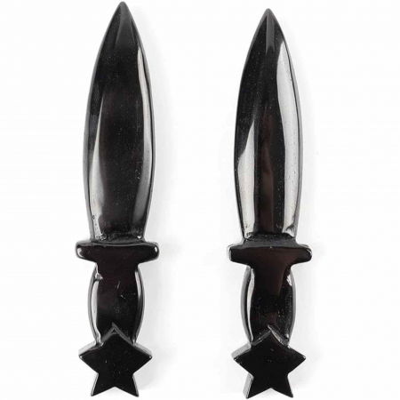 Figurina Pumnal din Obsidian Natural - Decor Elegant, Vindecare Reiki [5]