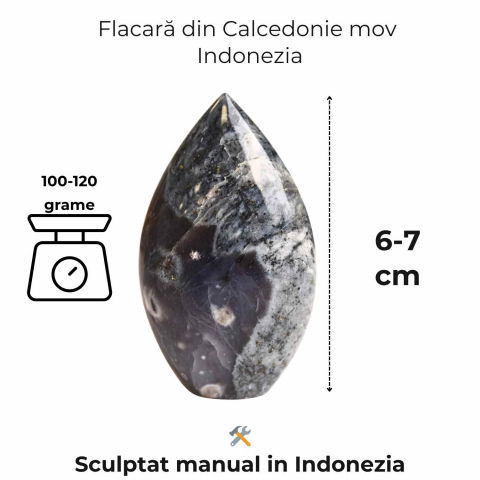 Calcedonie Mov - Flacara Calcedonie Mov pentru comunicare si echilibru 8-9 cm