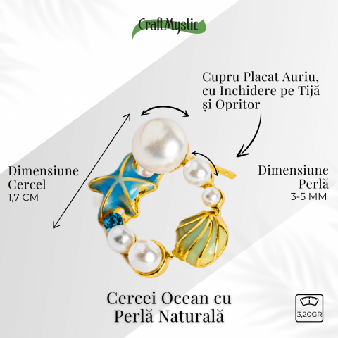 Spirit liber – Cercei Ocean cu perla naturala si detalii marine [2]