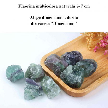 Cristal Brut Natural de Fluorit Multicolor - Cadou Energetizant Unic, Ideal pentru Meditatie si Echilibrare Energetica, Dimensiuni 5-7 cm [1]
