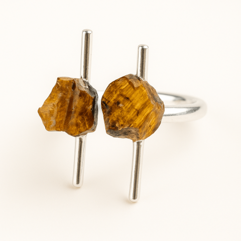 Fecioara - Focus si incredere in sine – Inel cu ochi de tigru brut