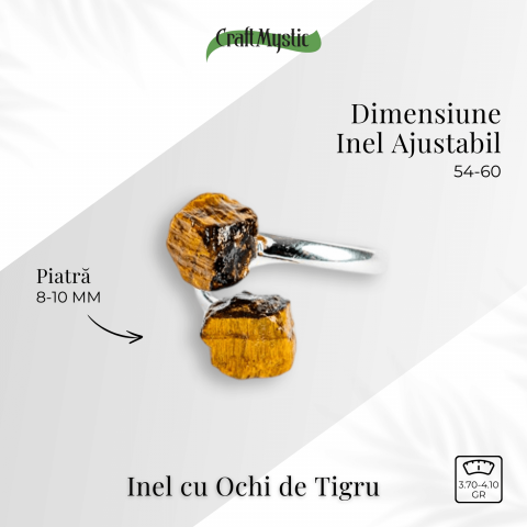 Protectie in fiecare zi – Inel dublu Ochi de tigru natural in forma bruta [3]