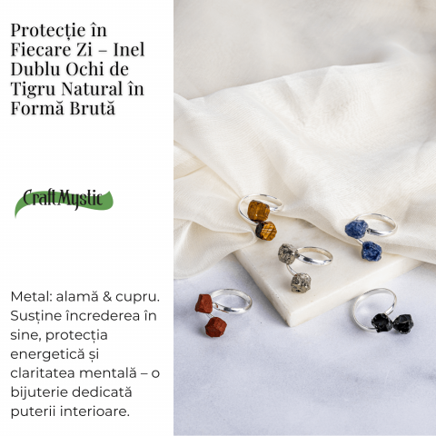 Protectie in fiecare zi – Inel dublu Ochi de tigru natural in forma bruta [2]