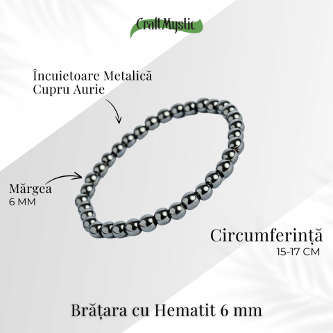 Putere si claritate – Bratara elastica cu pietre de hematit 6 mm [3]