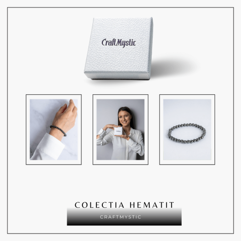 Putere si claritate – Bratara elastica cu pietre de hematit 6 mm [7]