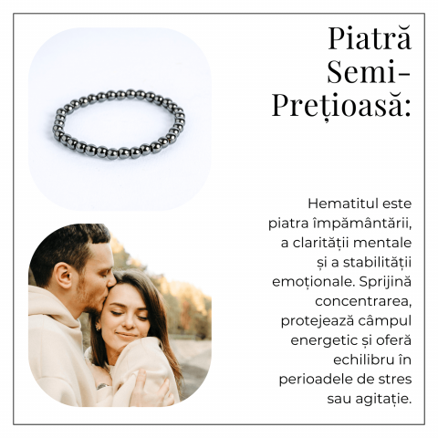 Putere si claritate – Bratara elastica cu pietre de hematit 6 mm [5]
