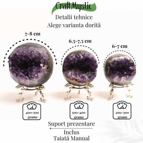 Sfera Cluster Ametist 6-8 cm - Energie Pozitiva si Relaxare [2]