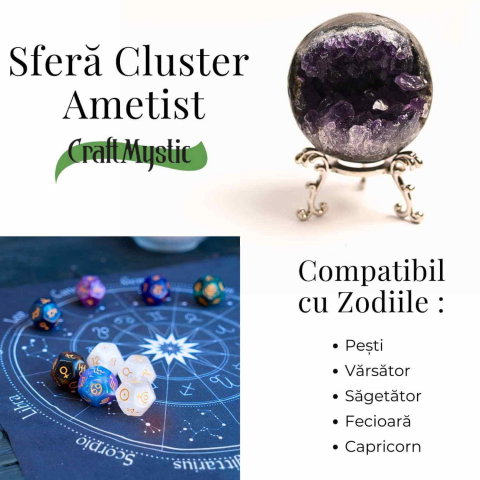 Sfera Cluster Ametist 6-8 cm - Energie Pozitiva si Relaxare [3]
