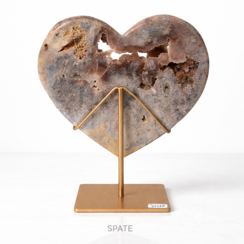 Inima din ametist roz cu incluziuni de calcit si cuart – sculptata manual in Brazilia [3]